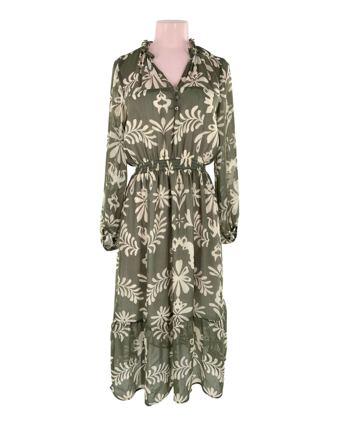 Vestido midi con textura print