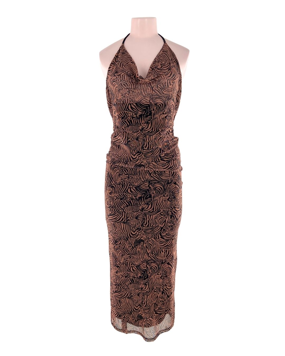 Maxi vestido en mesh anudado