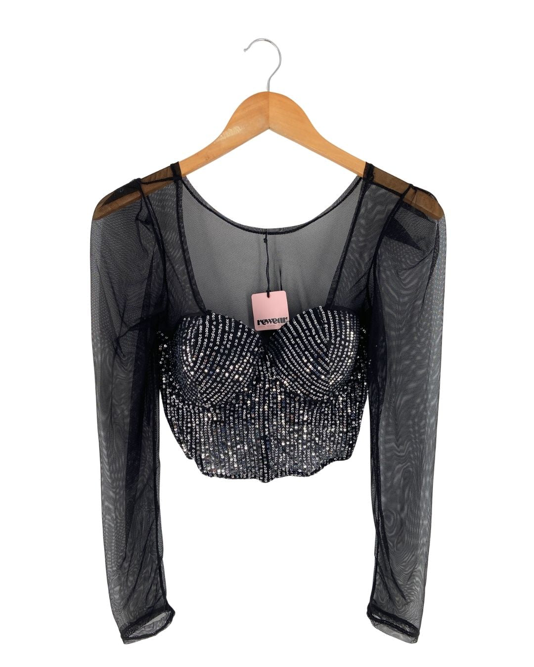 Blusa en mesh y lentejuelas
