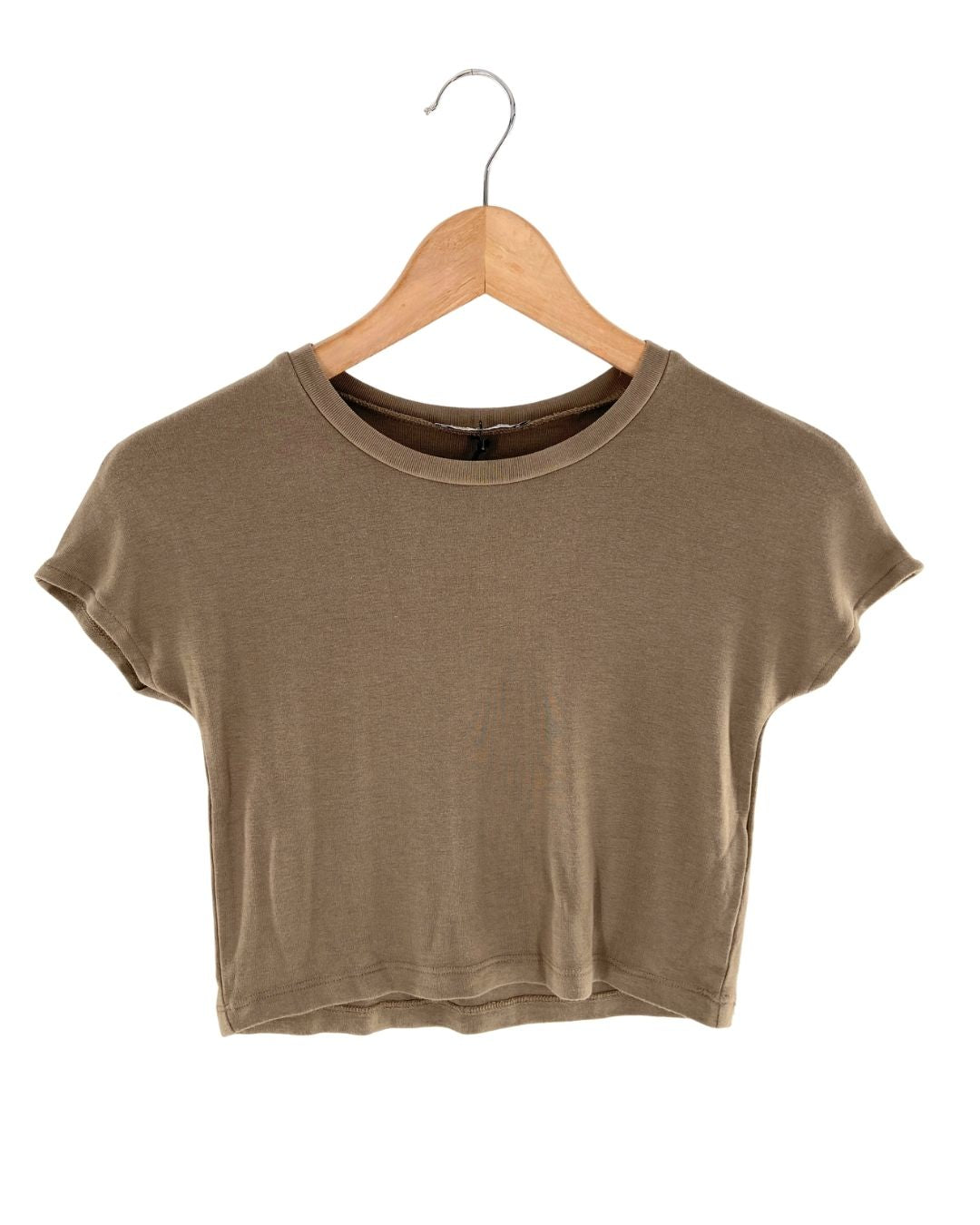 Camiseta crop manga caida