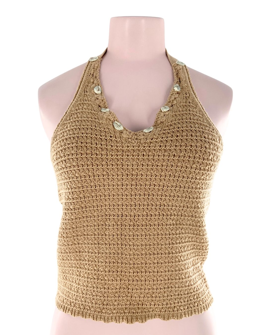 Blusa tejida anudada en cuello