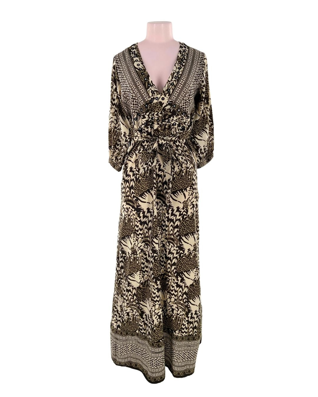 Maxi vestido anudado con print