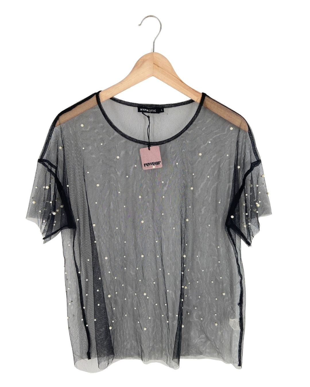 Blusa en mesh con perlas