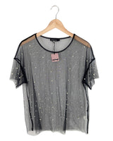 Blusa en mesh con perlas