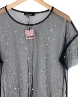 Blusa en mesh con perlas