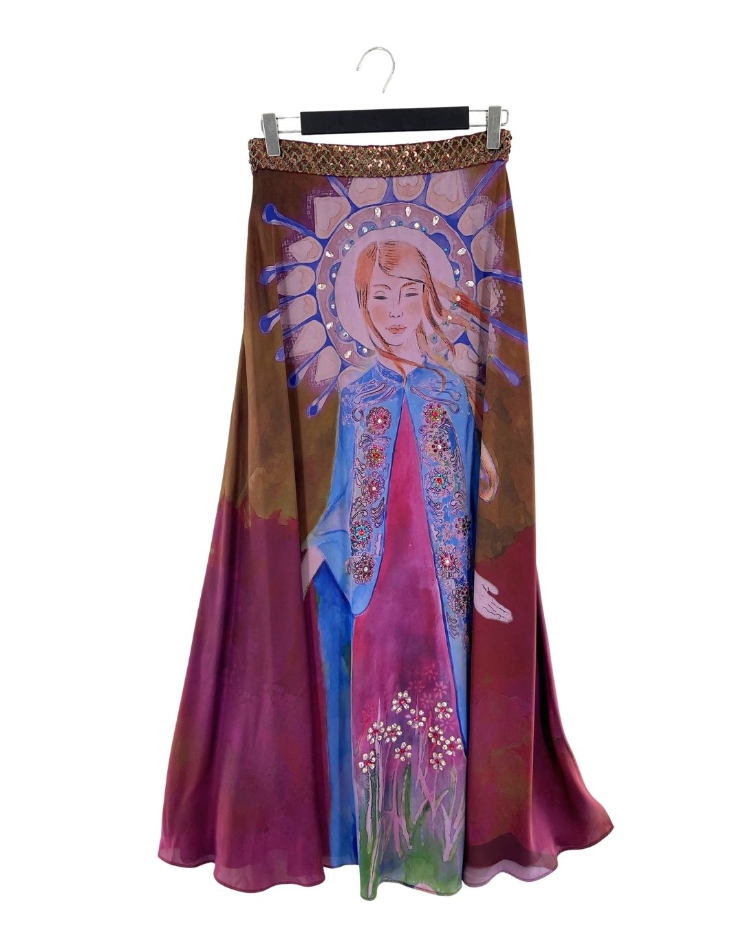 Falda satinada con print