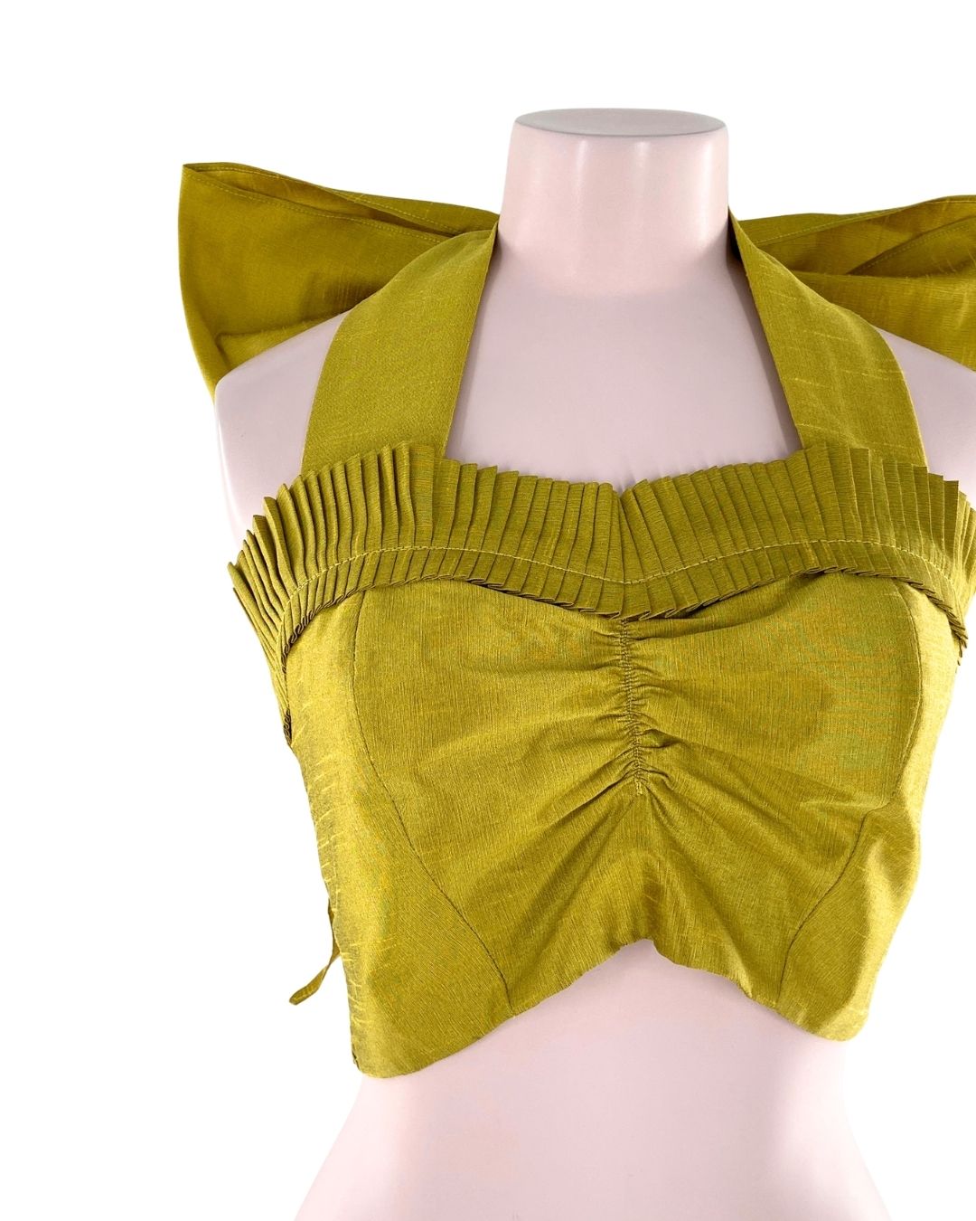Top satinado mini plisado