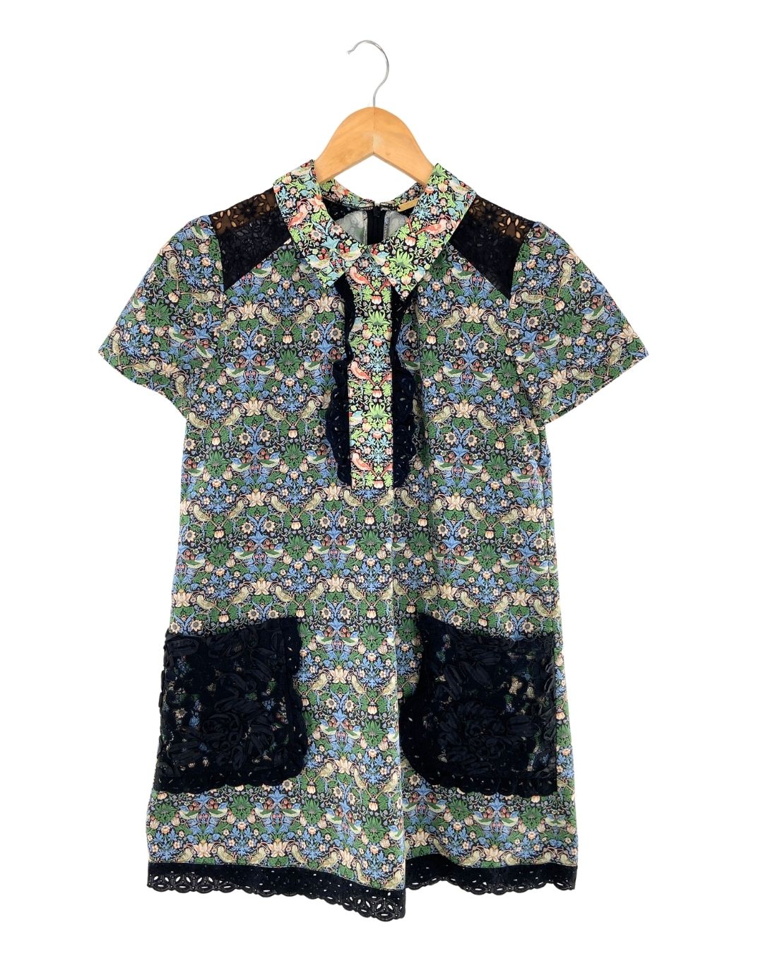 Vestido mini jacquard flores