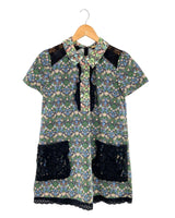 Vestido mini jacquard flores