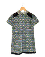 Vestido mini jacquard flores