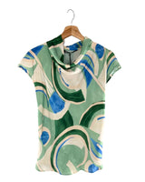 Blusa satinada print abstracto