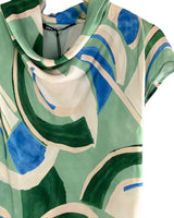 Blusa satinada print abstracto