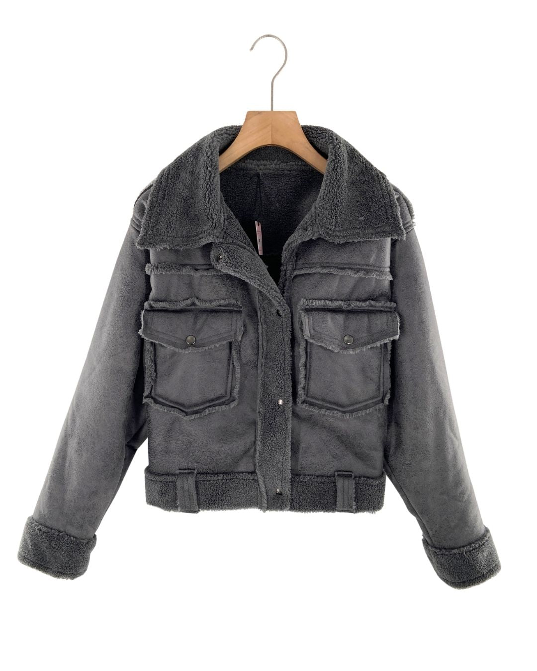 Chaqueta en antelina afelpada