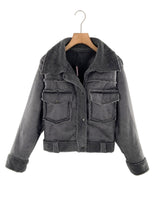 Chaqueta en antelina afelpada