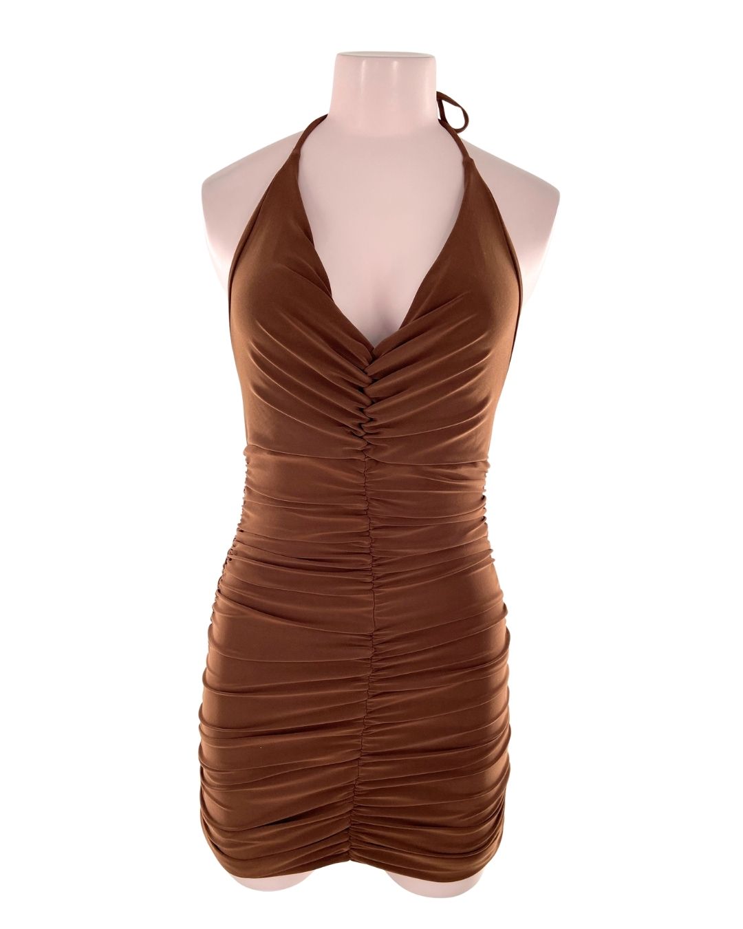 Vestido mini drapeado anudado