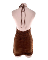 Vestido mini drapeado anudado