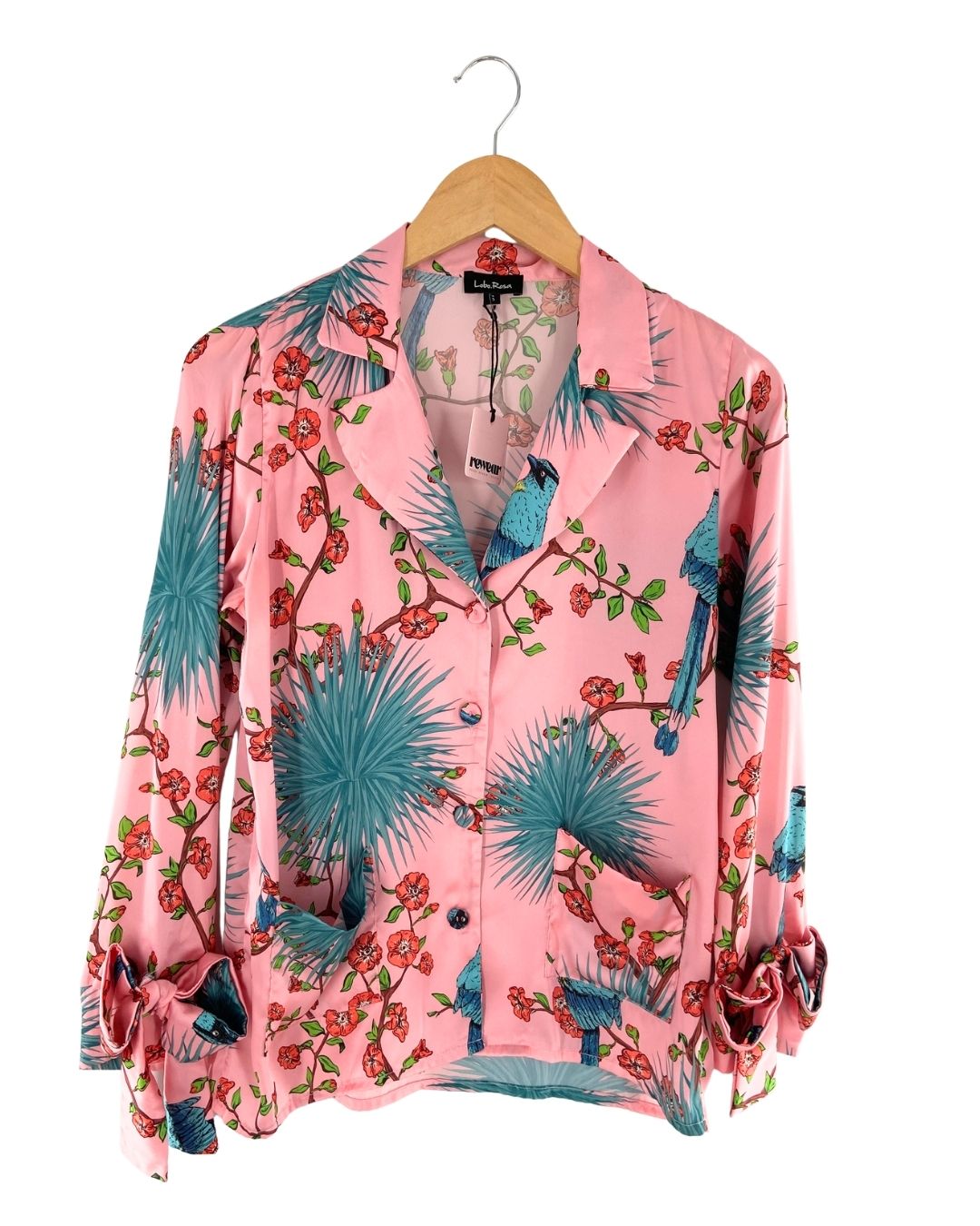 Camisa satinada lazo en puños