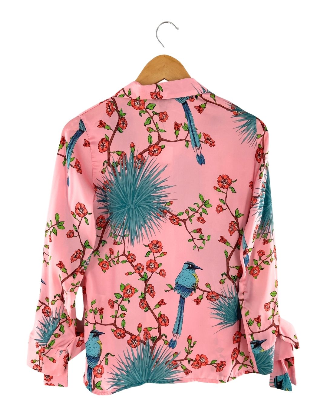 Camisa satinada lazo en puños