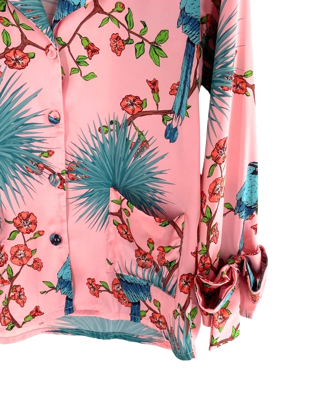 Camisa satinada lazo en puños