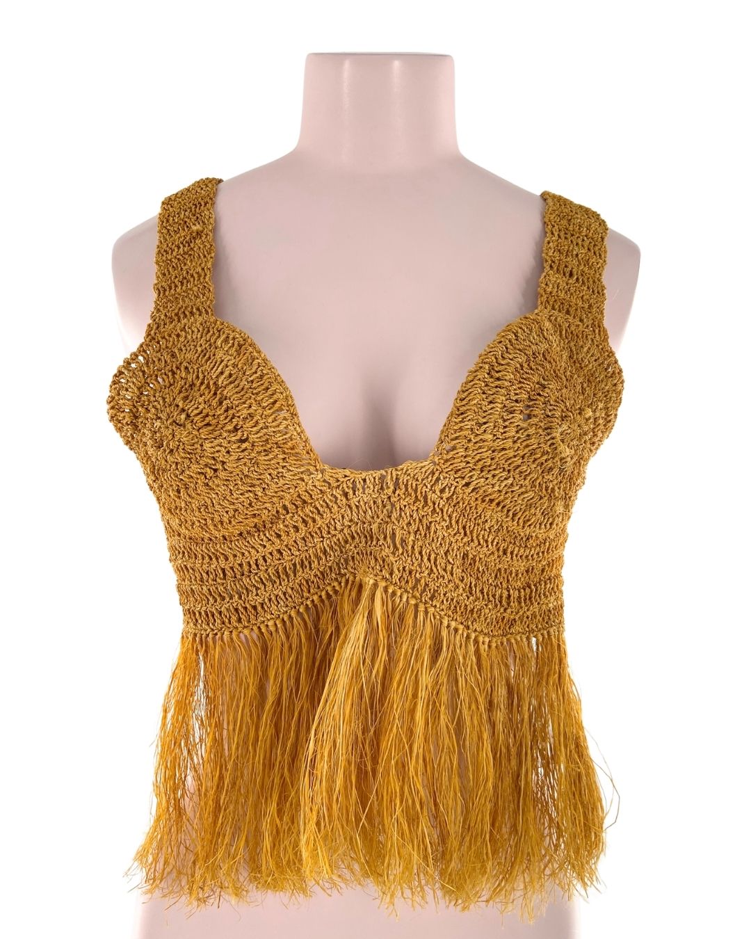 Top tejido con flecos lace up