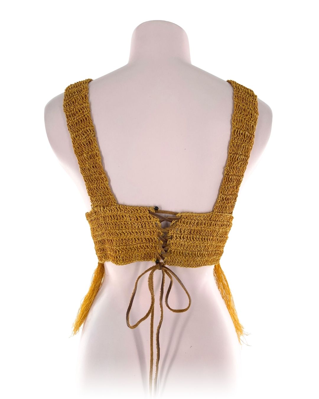 Top tejido con flecos lace up