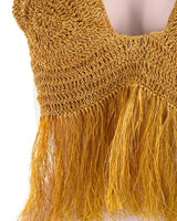 Top tejido con flecos lace up