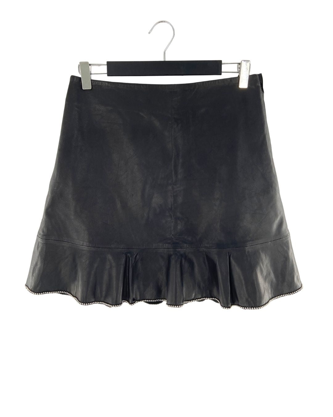 Falda midi en cuero straps