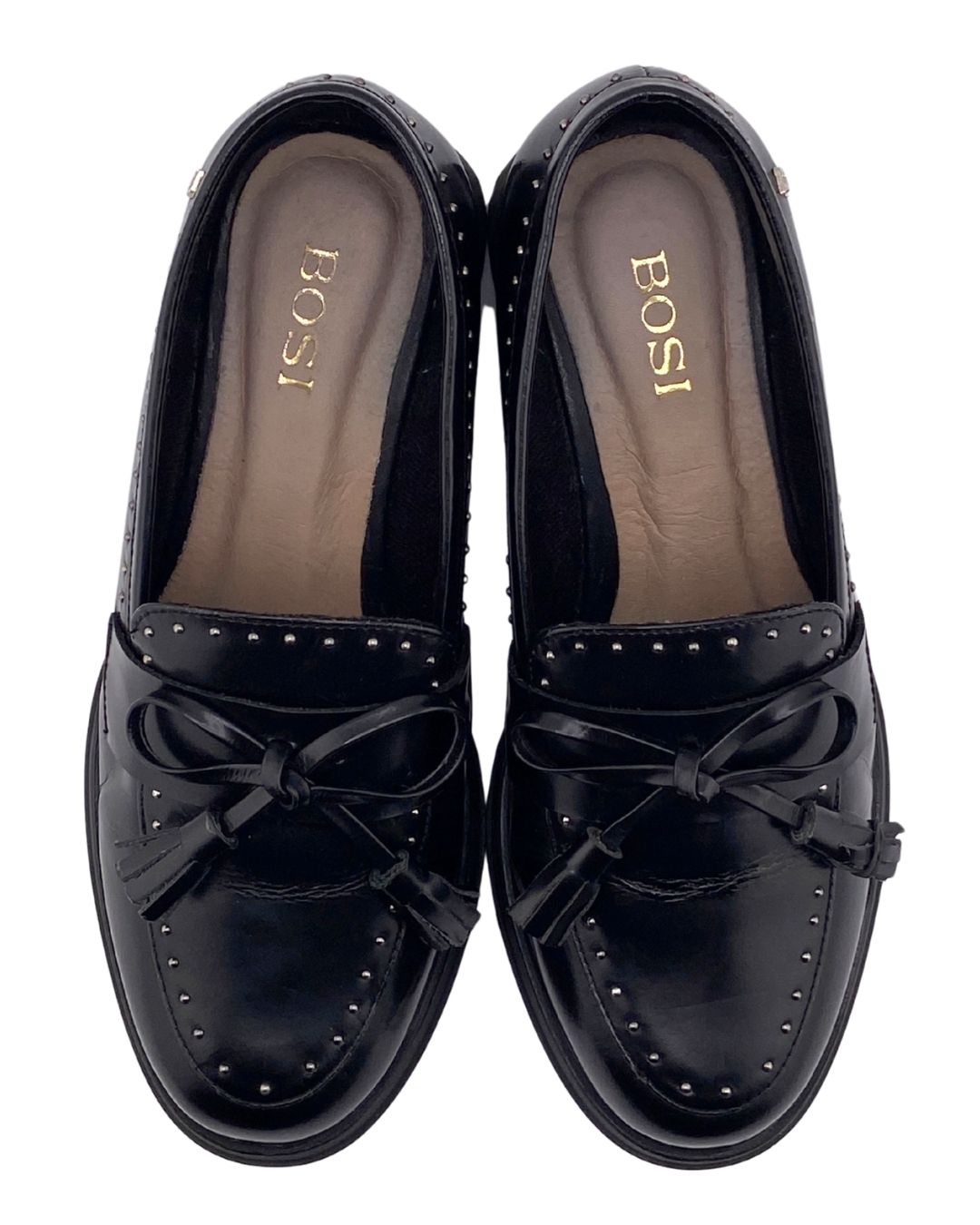 Mocasines en cuero con taches