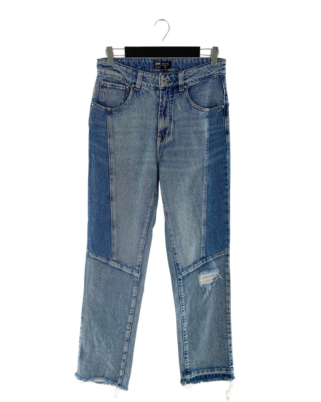 Jean straight rigido patchwork