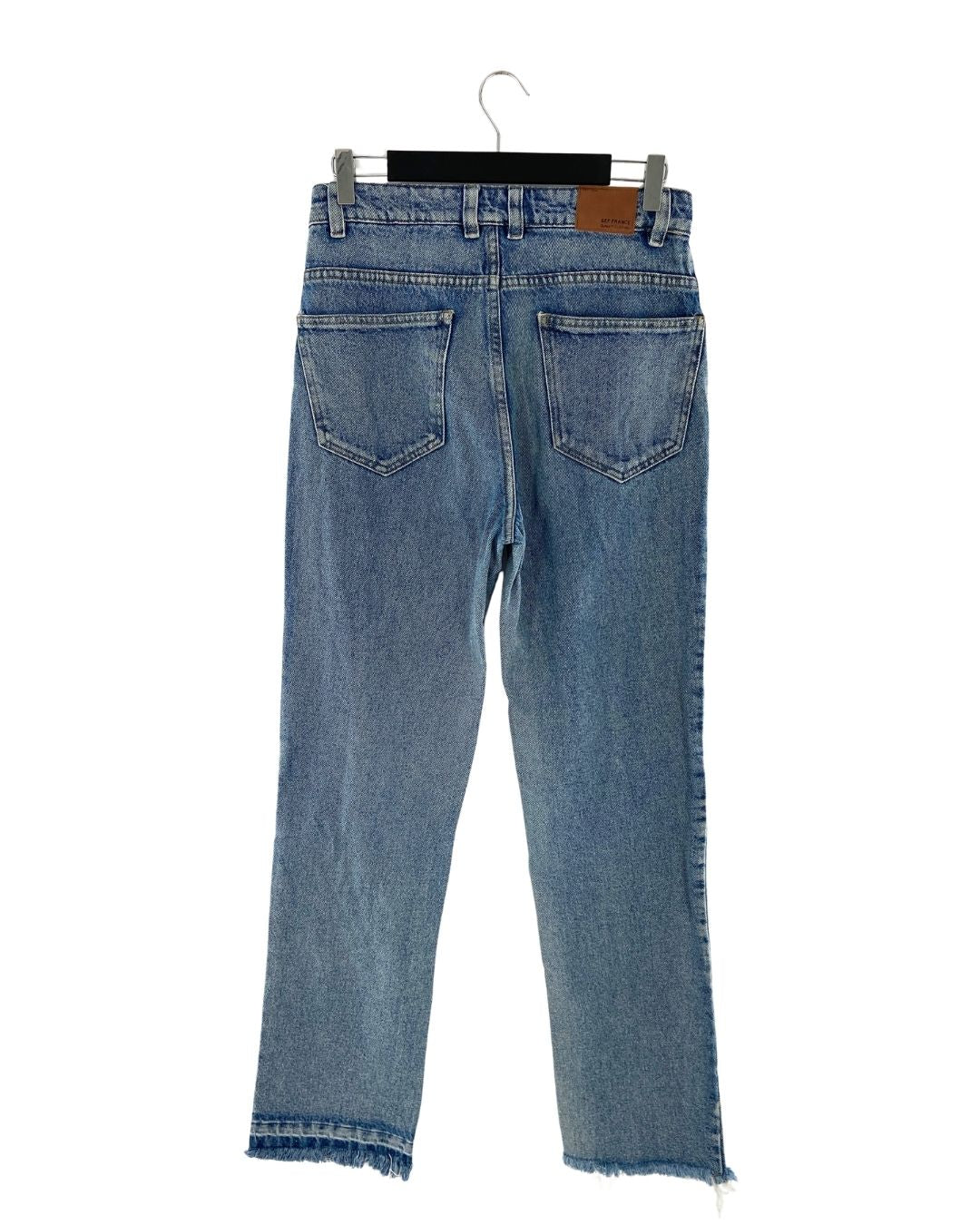 Jean straight rigido patchwork
