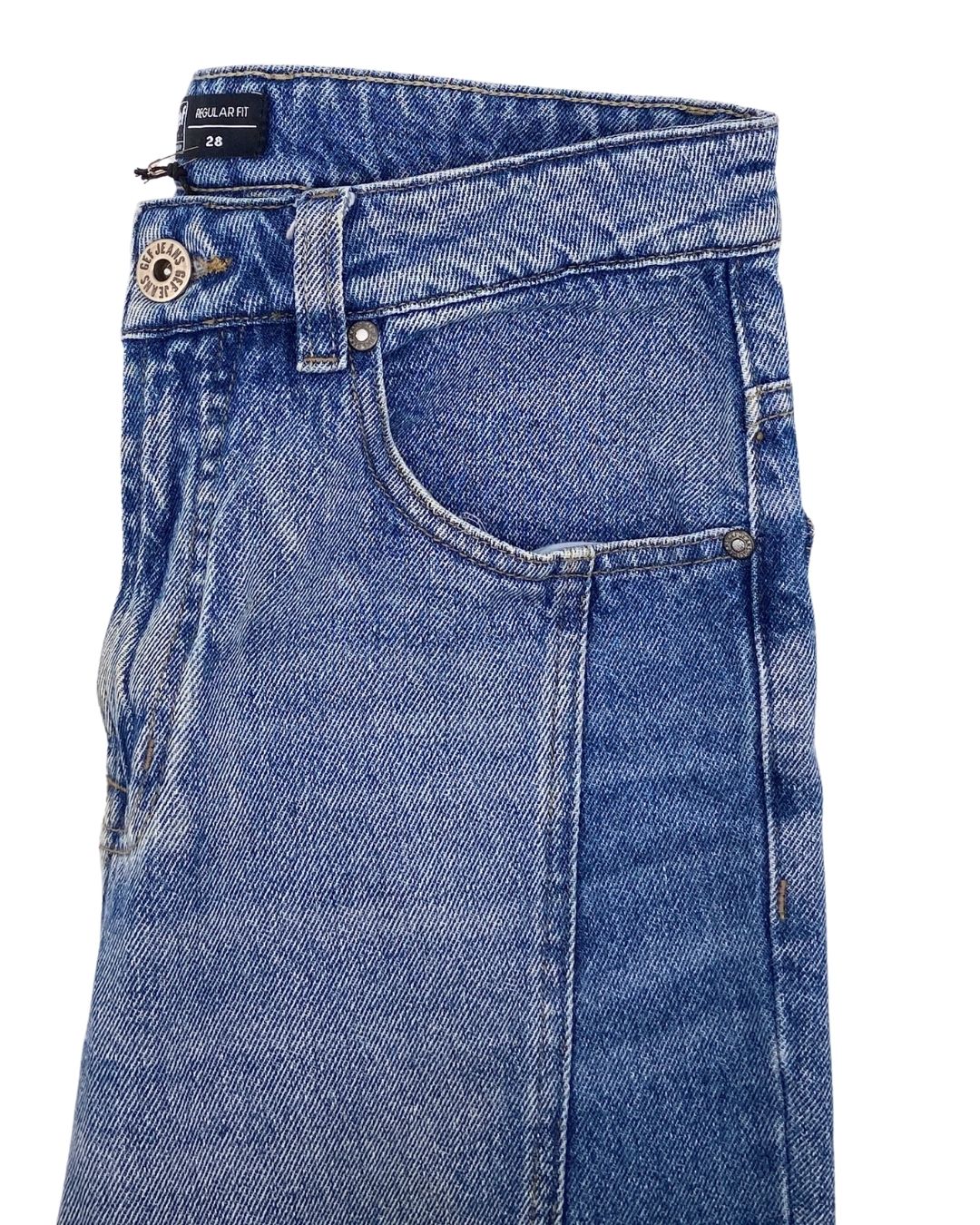 Jean straight rigido patchwork