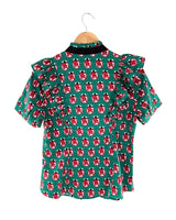 Blusa manga corta con vuelo