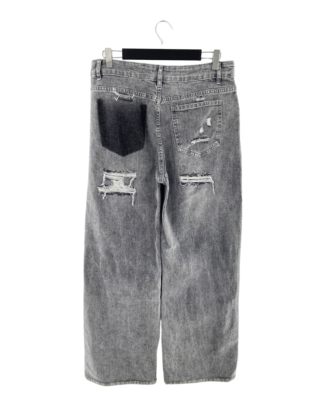 Jean rigido wide leg desgastes