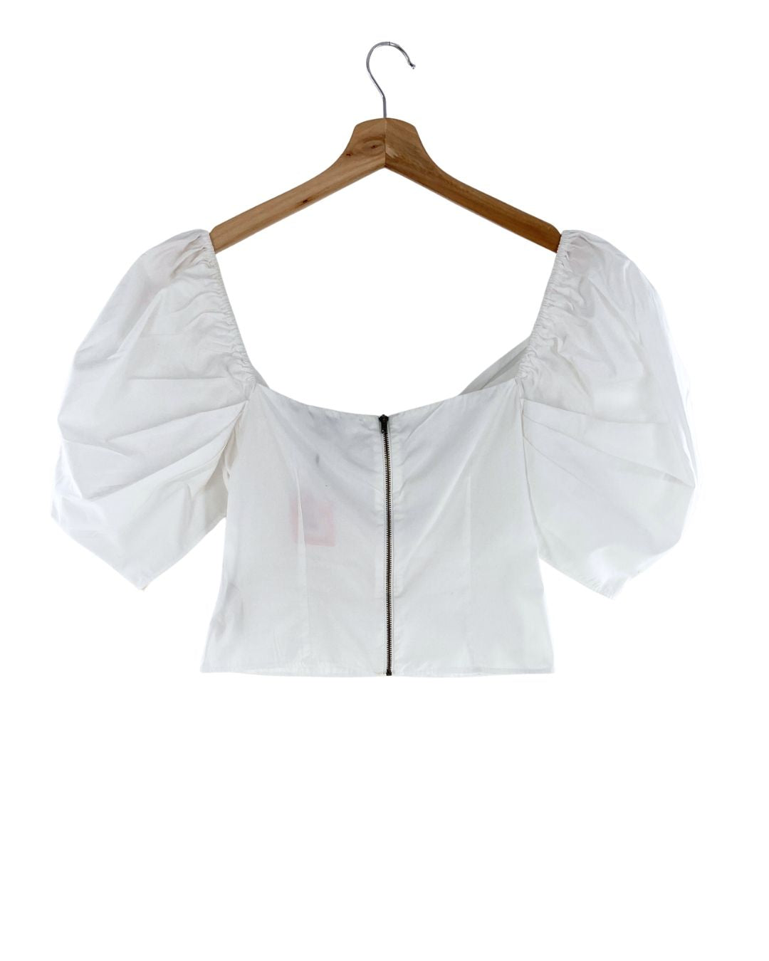Blusa crop manga globo