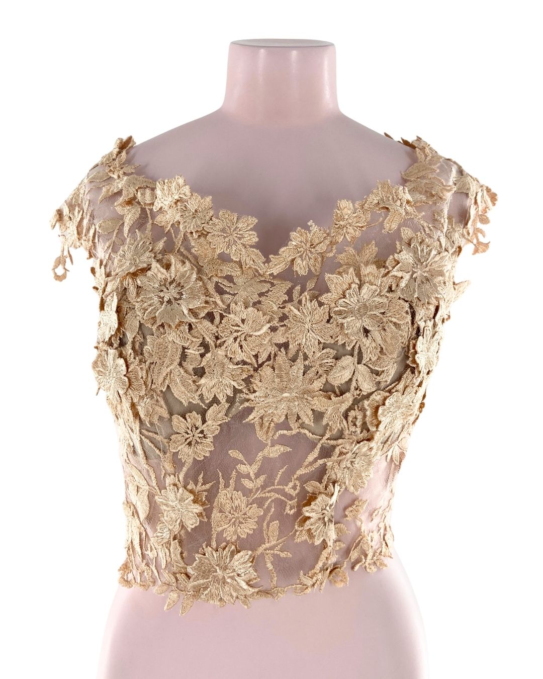 Blusa en mesh con brocado