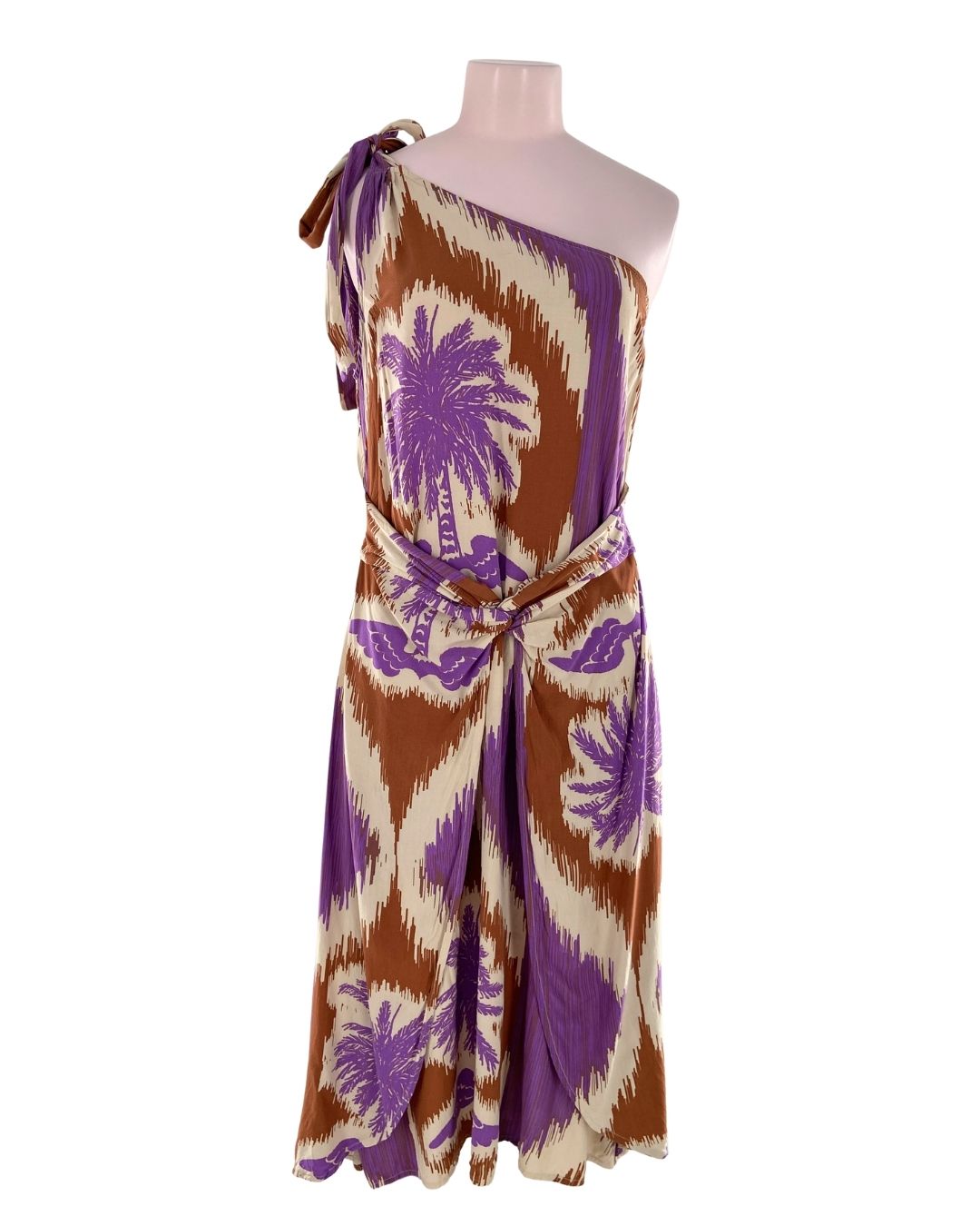 Vestido one shoulder con print