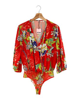 Body manga larga print flores