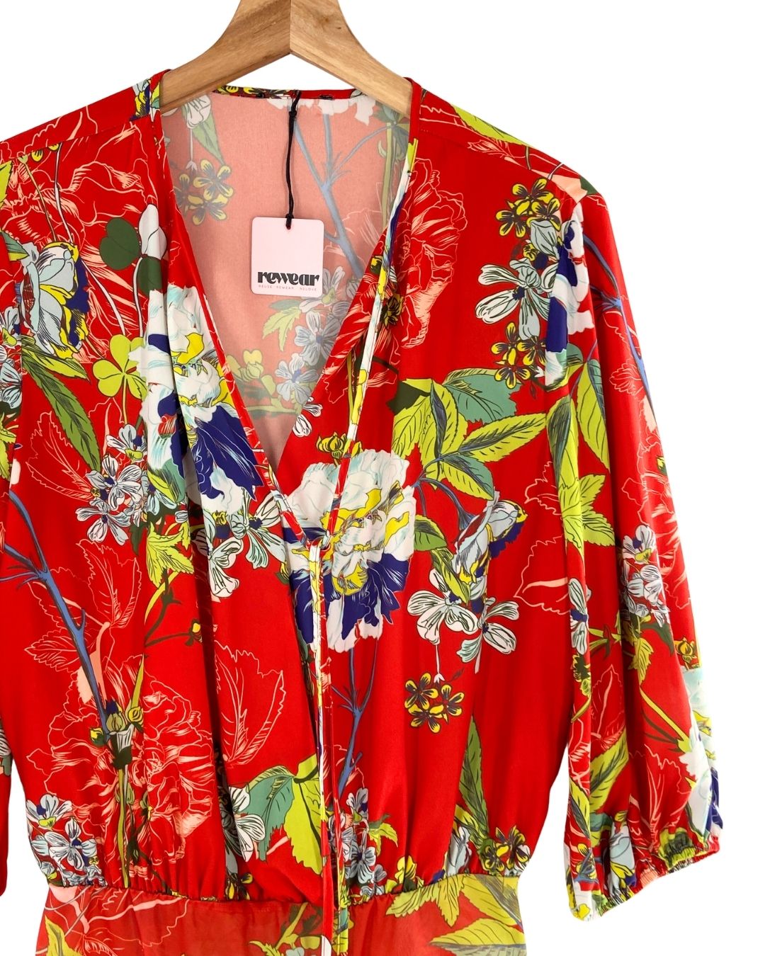 Body manga larga print flores