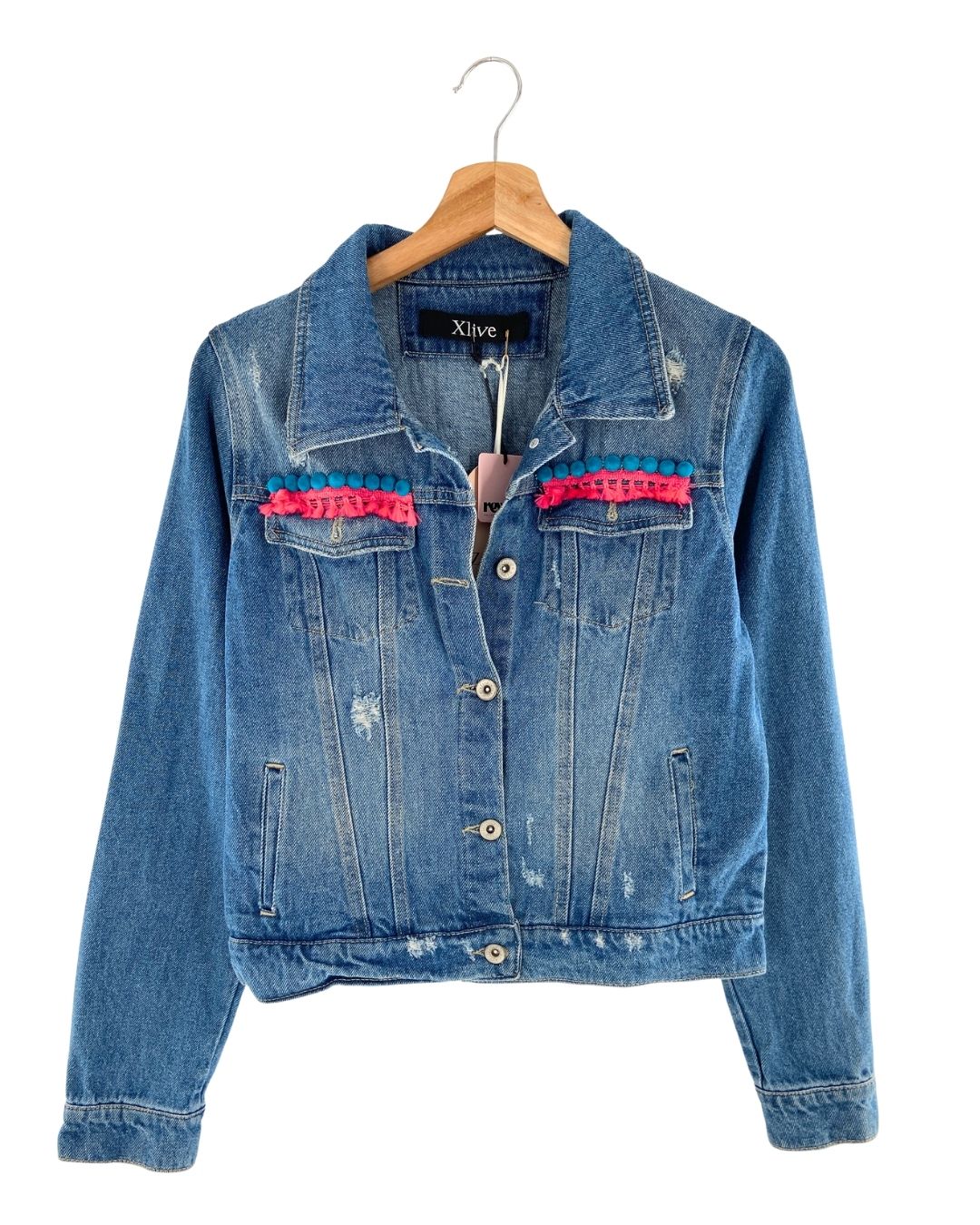 Chaqueta en denim con borlas